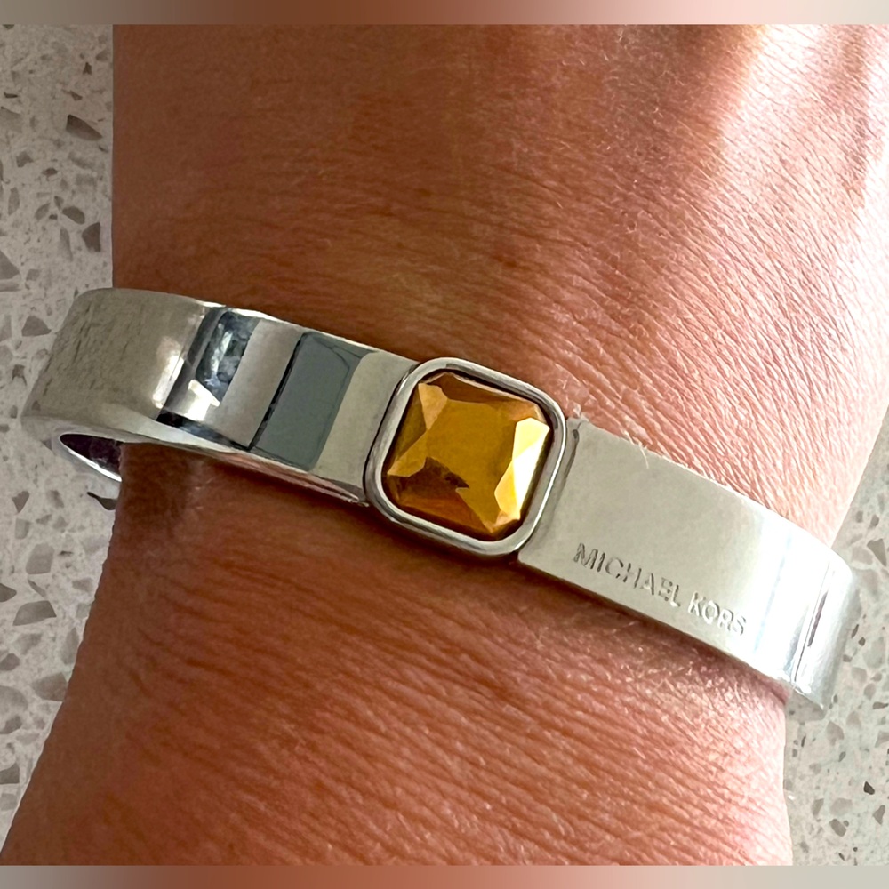 Michael Kors Urban Rush Hinge Bangle Bracelet Rose Gold & Silver